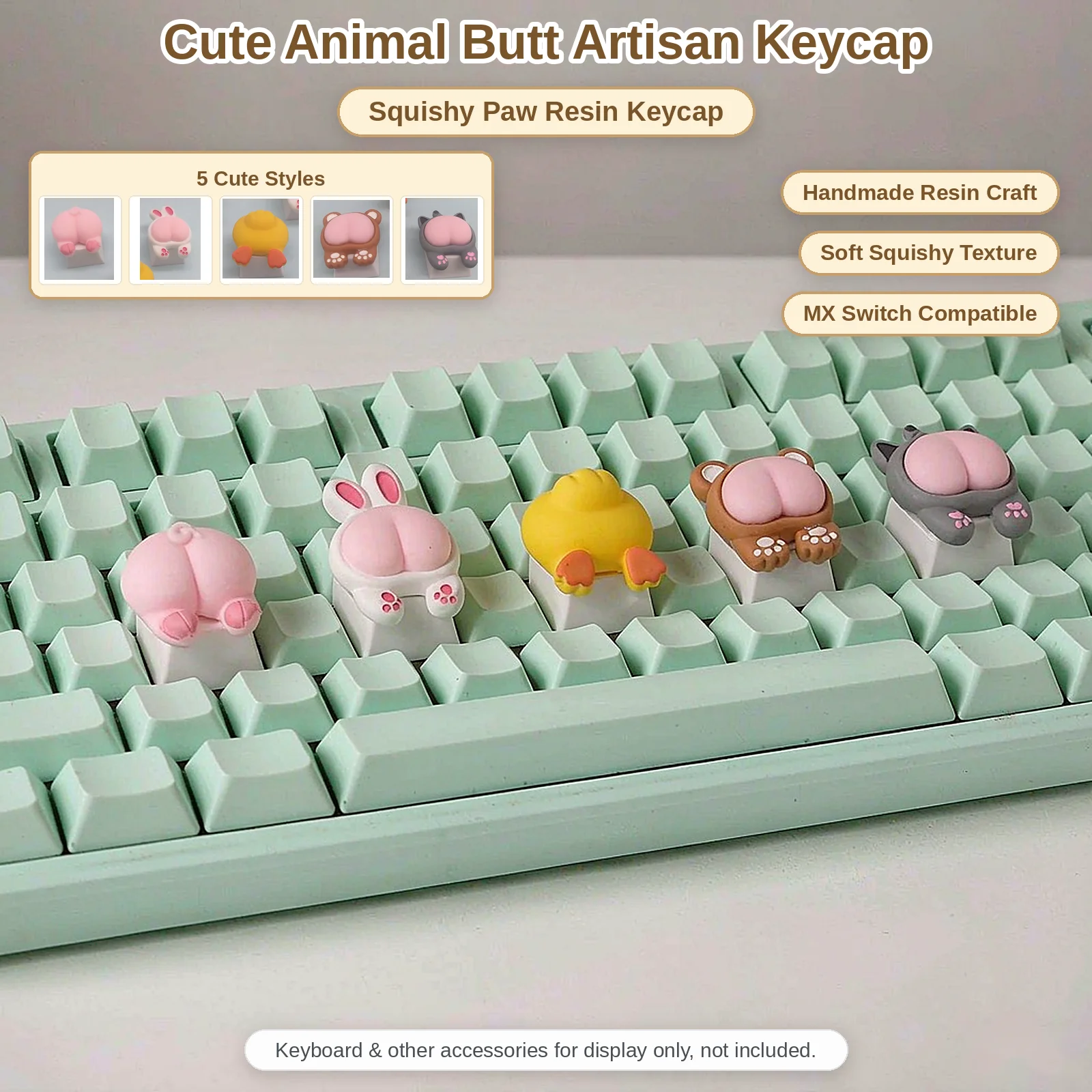 Cute Cat Claw Keycap, Kawaii Paw Artisan Key Cap for Cherry MX Switch Gaming Keyboard Gift