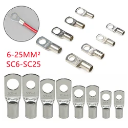 50/25/10PCS Tinned Copper Lugs Ring Crimp Terminals Battery Wire Welding Cable Connectors Hole ID 6mm 8mm 10mm Crimp Connector