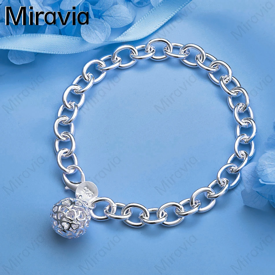 

Miravia 925 Sterling Silver Pentagonal Hollow Ball Chain Bracelet Women Charm Fashion Wedding Party Jewelry