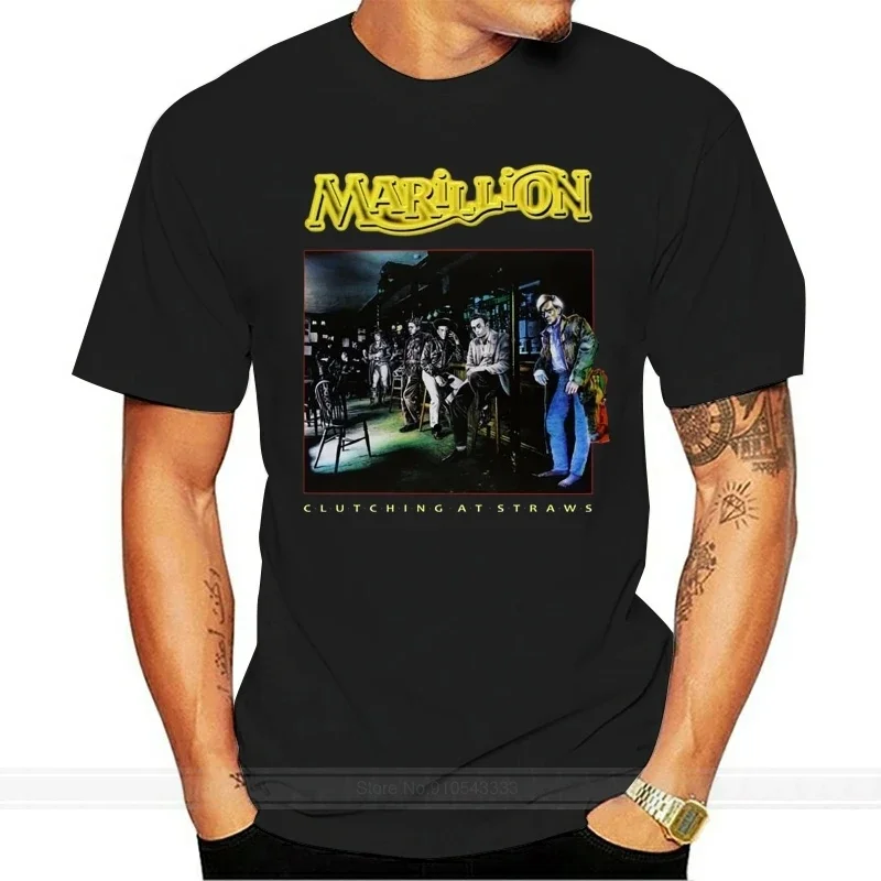 MARILLION CLUTCHING AT STRAWS BLACK T-SHIRT RARE cotton tshirt men summer fashion t-shirt euro size