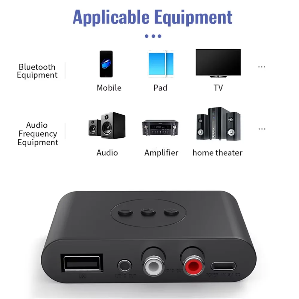 NFC Bluetooth 5.3 Audio Receiver 3.5mm AUX RCA Stereo Music Wireless Adapter Support U-Disk Play For Car Kit Speaker Amplifier