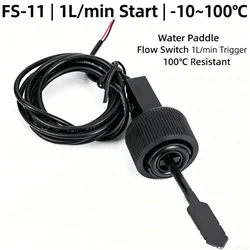 FS-11 Paddle Water Flow Switch 1L/min Trigger 100℃ High Temp Nylon Flow Sensor for Heat Pump Water Heater Air Conditioner