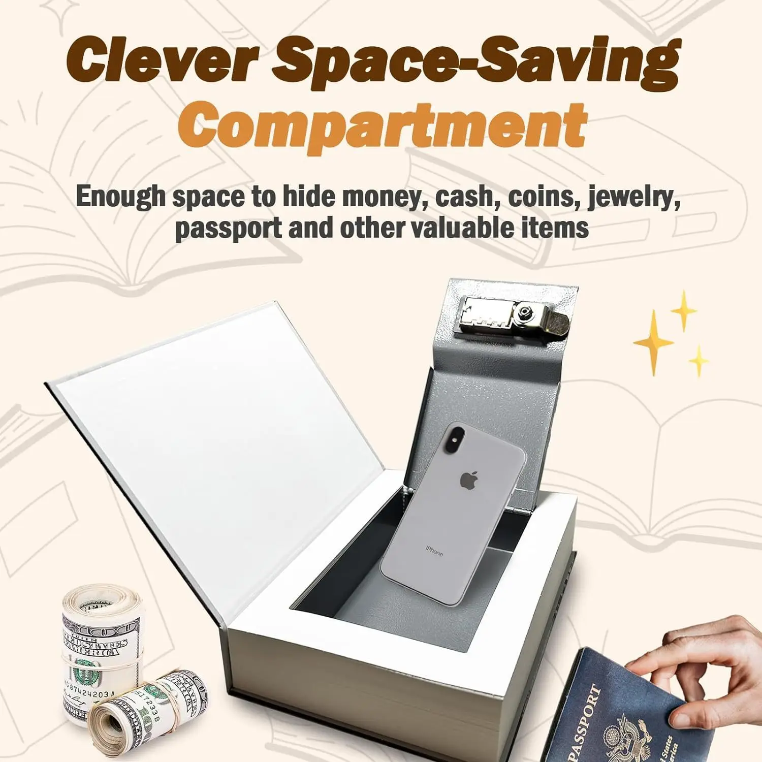 Genuine Paper Transfer Book Safe Box Secret Hidden Safe Combination Lock Included Metal Safe Box and Protect Your Valuables
