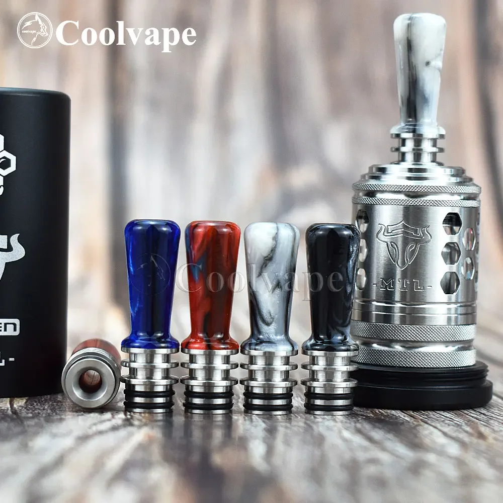 wolfcoolvape 510 Narrow Bore MTL Drip Tip for RDA RTA RBA Atomizer Silver Black Vape Mouthpiece Accessory for Vaping
