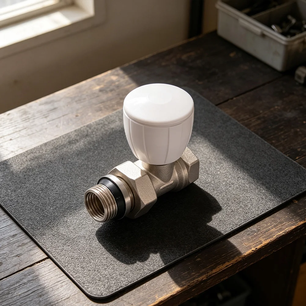 DN15 Straight Manual Radiator Valve 8 cm x 8 cm x 6 cm Brass Body Compatible with Panel Radiators and Towel Rails