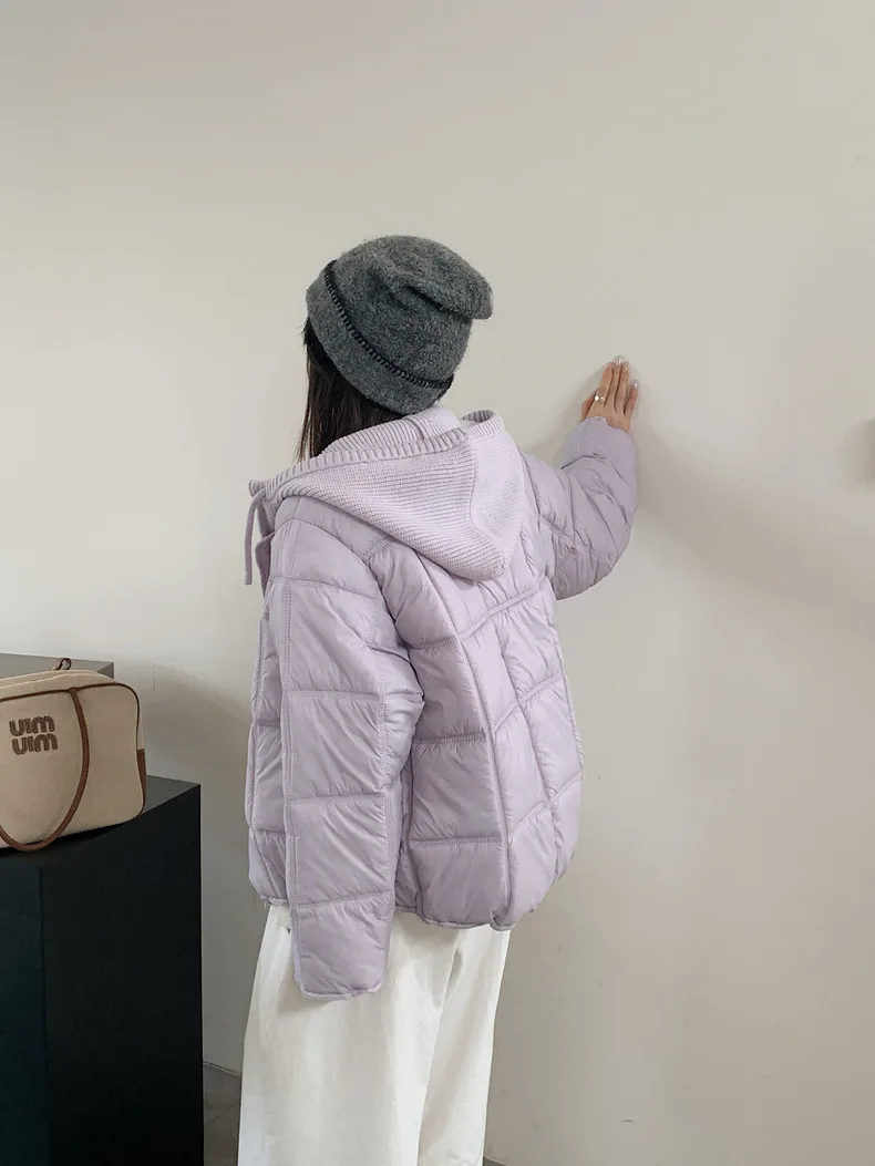 2026 Winter New Solid Color Long-sleeved Cotton Jacket Women's Fashion Versatile Hooded Bread Loose Korean Version Thick Coat