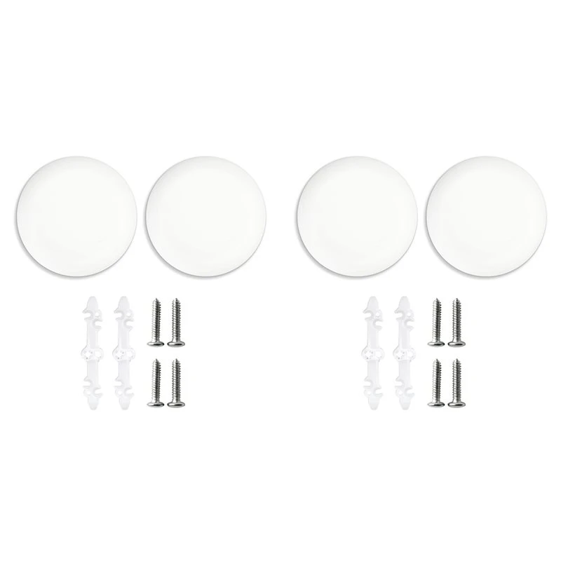 AB08-4Pcs Round Electrical Box Cover For 3-1/2 Inch To 5 Inch Wall Smog Detector Light Fan Fixture Hole Cover