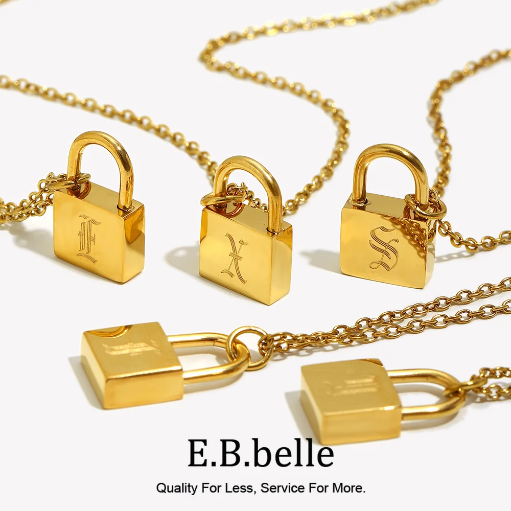 Ebbelle aço inoxidável o-chain antigo inglês banhado a ouro personalizado bloqueio colar feminino presente de aniversário carta colar