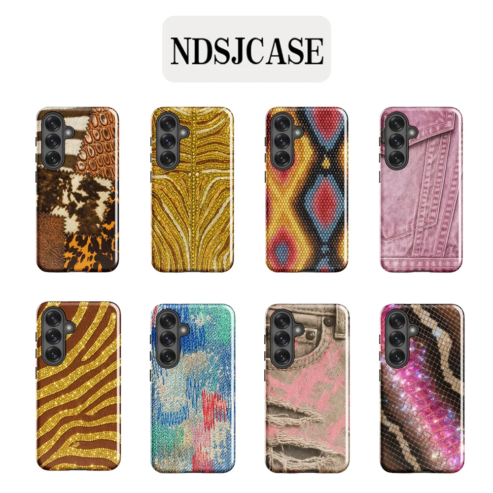 Luxury Clmj bronze hide Phone Case for Samsung Galaxy S20 S23 S24 S25 S26 FE Plus Ultra Edge 4G 5G Double-layer Back Cover