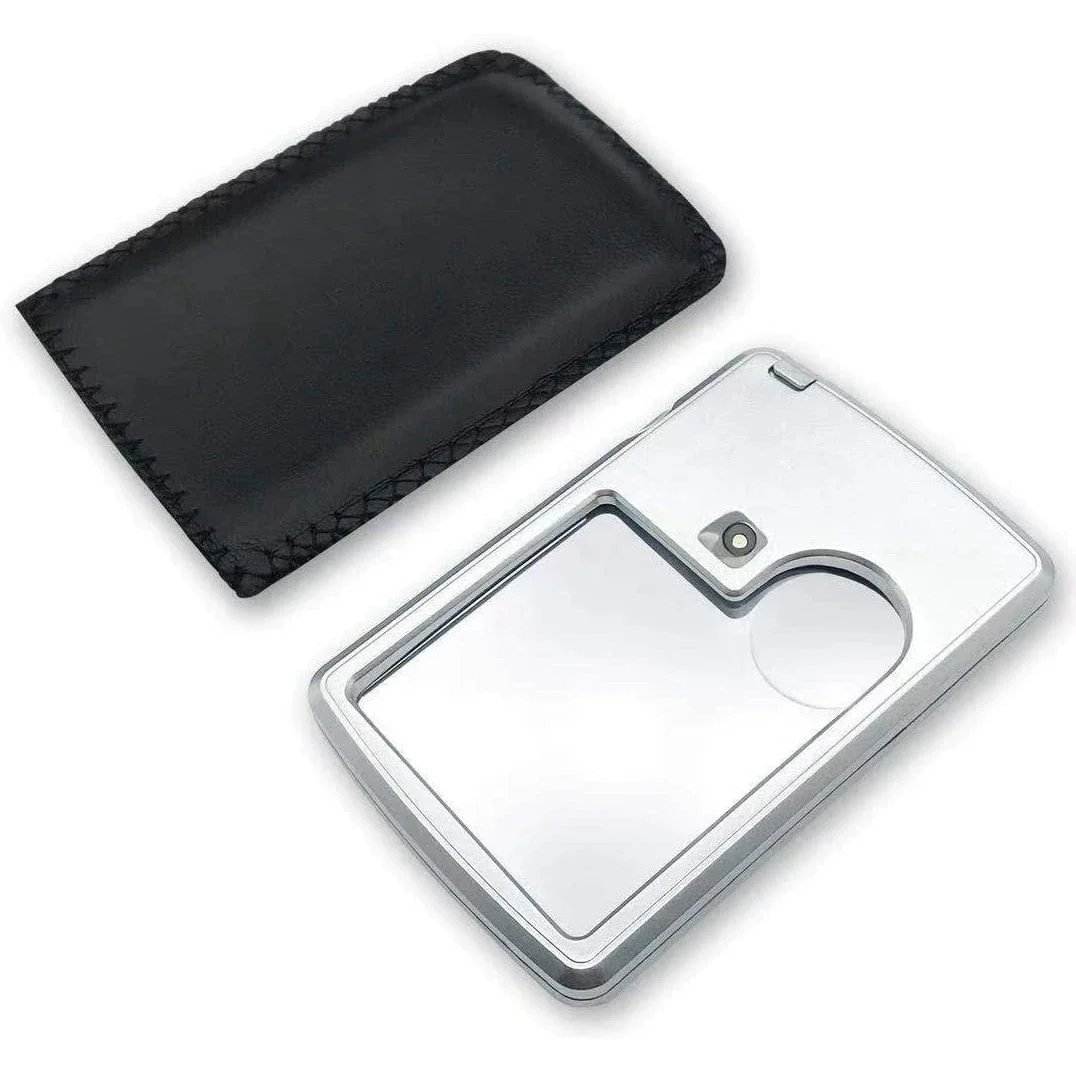 Lupa com Luz Led para Joalheiros e Idosos Lendo Mini Lupa de Bolso 6x 3x