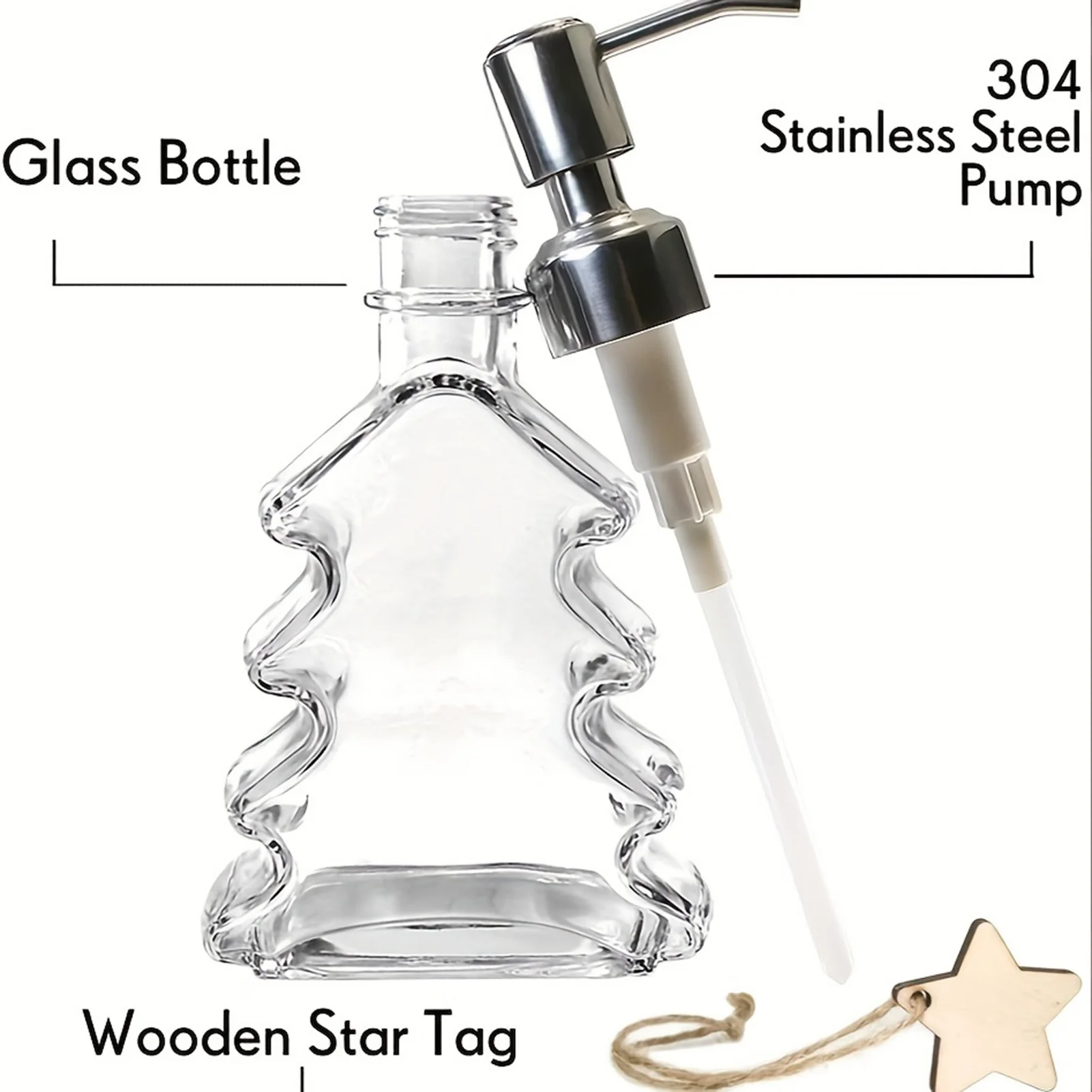 Creative Christmas Tree Shape รีฟิลขวดแก้ว CLEAR Dispense ขวดเปล่าคอนเทนเนอร์สําหรับ Camping Travel Xmas ของขวัญ