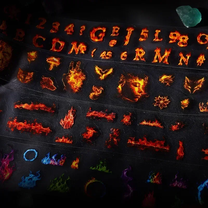 1 ม้วน Fired สัตว์เลี้ยงภูมิทัศน์เทป Fire Shape Series คู่มือ DIY สติกเกอร์เทปกาวอุปกรณ์การเขียนสมุดภาพตัด 60 มม.* 2 M