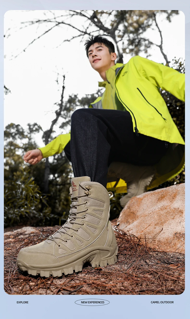 Männer Bergsteigen Schuhe Im Freien Nicht-slip Taktische Stiefel Wüste Boot Atmungsaktive Leder Obermaterial High Top Feld Training Sicherheit schuh – Detail 3