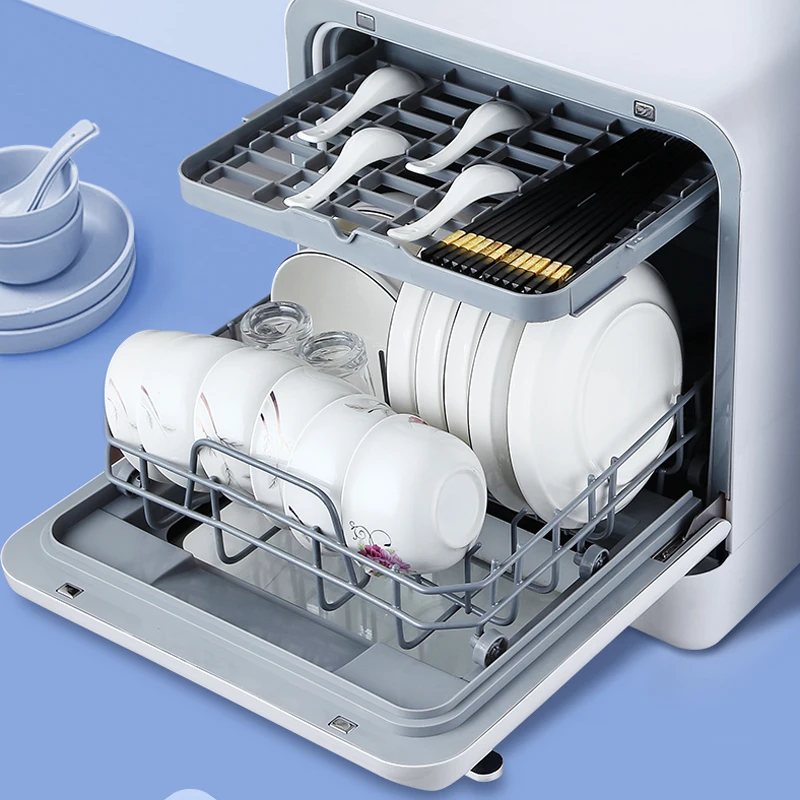Portable Double Level Mini Dishwasher Multi-Function Water-Tank Dishwasher for RV Hotel Household Car Popular Countertop Mini