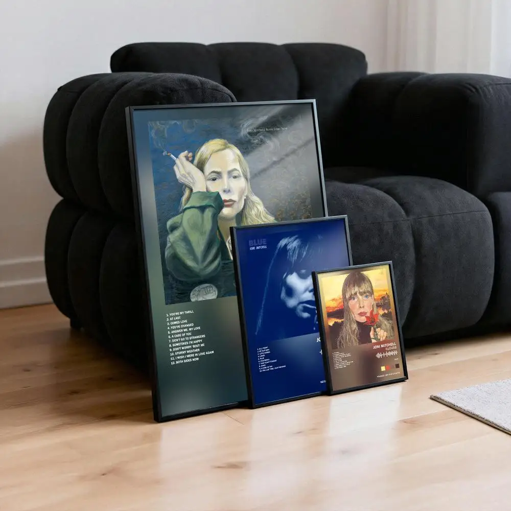 Joni Mitchell Poster Peelable Self-Adhesive Album Cover Poster Stickers, Frameless Wall Art for Singer Band Pop Rap Bedroom