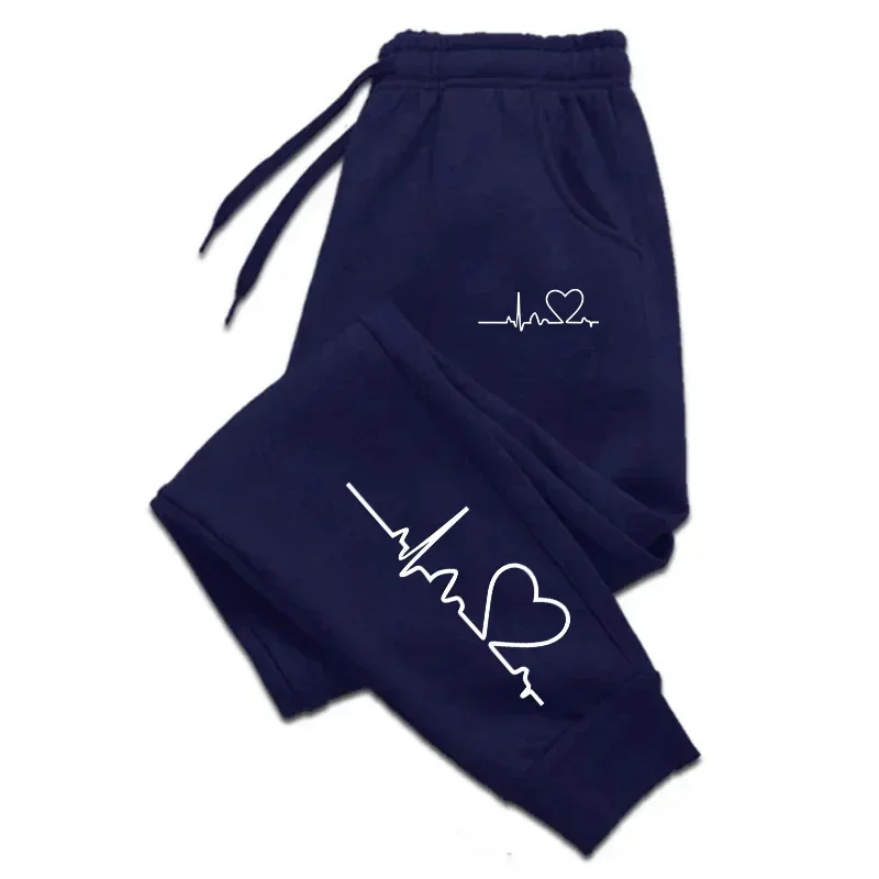 Hot Selling Men's and Women's Sports Casual Pants with Heart-shaped Printed Street Sports Jogging Pants