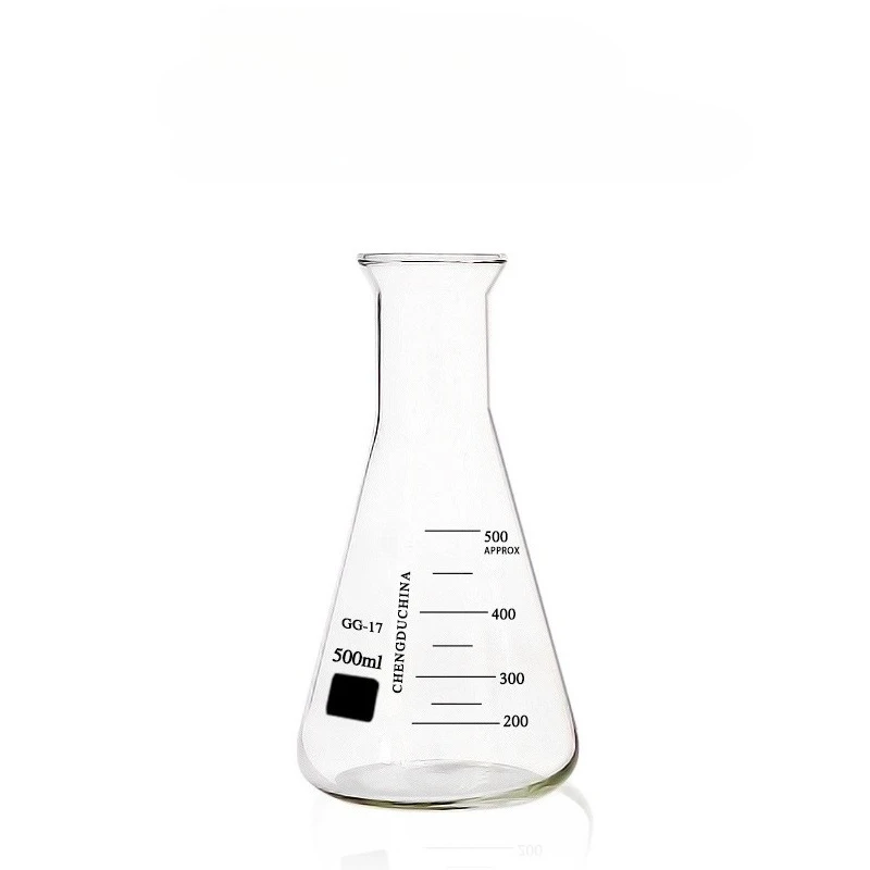 2PCS Flat Base Erlenmeyer Flask Thick Wall Borosilicate Vessel For Static Lab Mixing Experiment