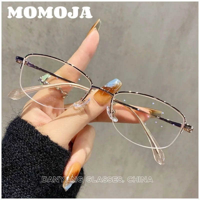 

MOMOJA Ultralight Fashion Eyeglasses 2025 Retro Half Frame Eyeglasses Myopia Optical Prescription Eyeglasses Frames Women 23006