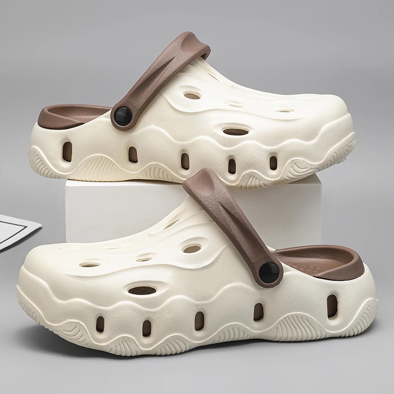 

Summer Couple Slippers Outerwear Anti-slip Thick base EVA Breathable Sandals Baotou Beach shoes