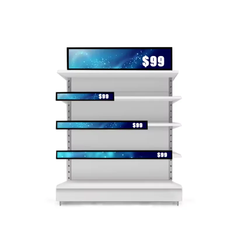 P0.9 P1.2 P1.5 P1.8 Advertising Smart Shelf Led Display Screen Stretch Bar Screen For Retail