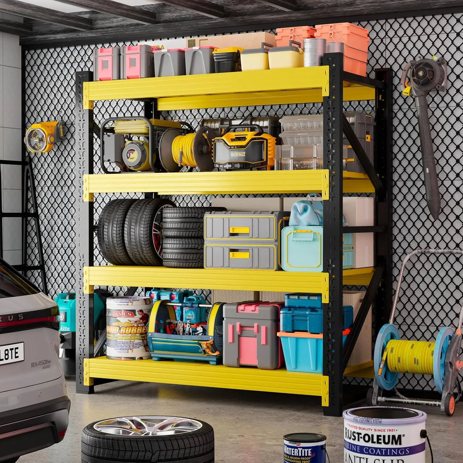 

59" 4-Tier 3000LBS Heavy Duty Metal Storage Shelving Unit Adjustable for Garage Warehouse Basement, Customized
