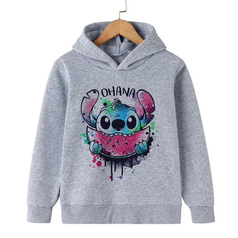 Clothes New in Disney Stitch Hoodie Children Cartoon  Kid Girl Boy Lilo and Stitch Sweatshirt Hoody Baby Casual Top