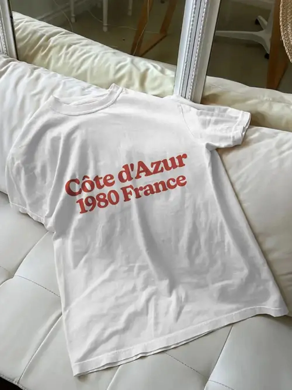 Côte d'Azur 1980 France lettre graphique femmes T-Shirt coton été mode décontracté ample surdimensionné femme haut manches courtes
