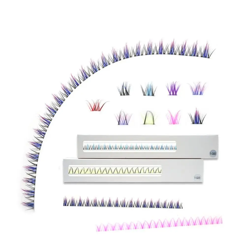 Colorful Individual Cluster Eyelashes Natural DIY Colored False Eyelashes Elongated Soft Segmented Fake Lashes Makeup Tool