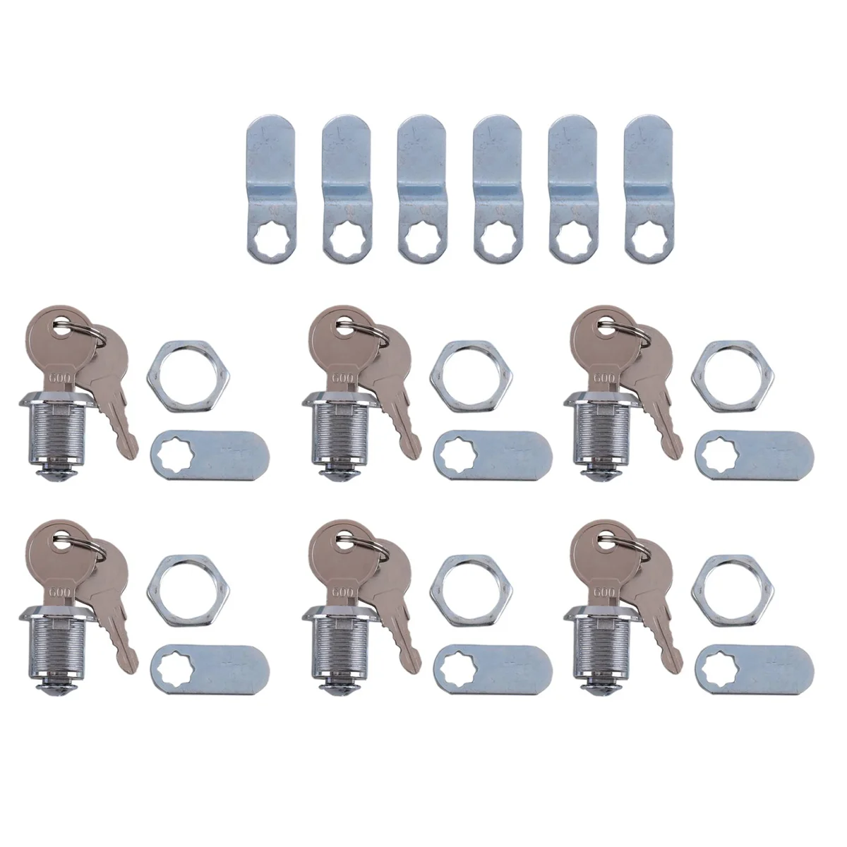 Cam Locks Cabinet Lock Keyed,5/8In(Length) Cylinder for 3/8In Max Panel Thickness,for File Drawer Mailbox Storage 6Pcs