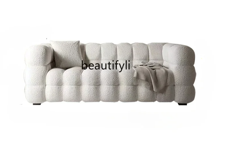 

Italian minimalist marshmallow fabric sofa light luxury modern small apartment living room three people four people