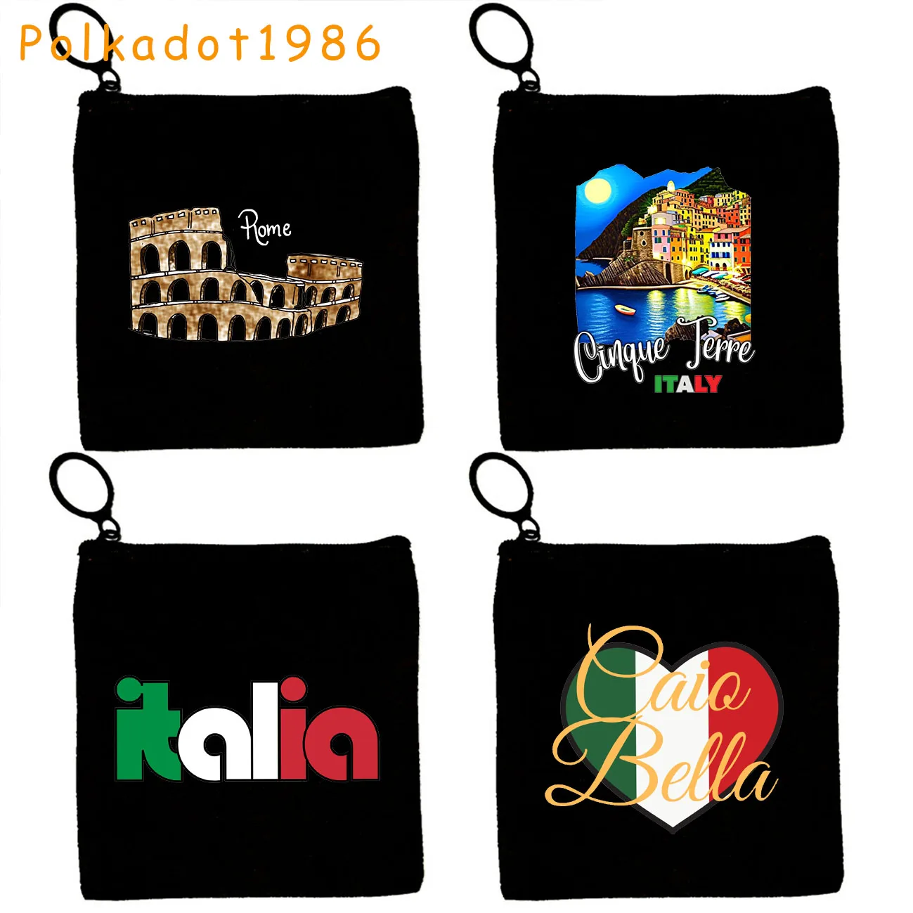 

Cinque Terre Italia Painting Pisa Rome Italy Italian Flag Caio Bella Canvas Coin Purse Key Case Small Bags Wallet Zipper Pouch