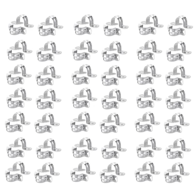 

Promotion! 120 Pack M25 (1 Inch) Stainless Steel Rigid Pipe Strap With 2 Holes Cable U Bracket Clamp Hanger