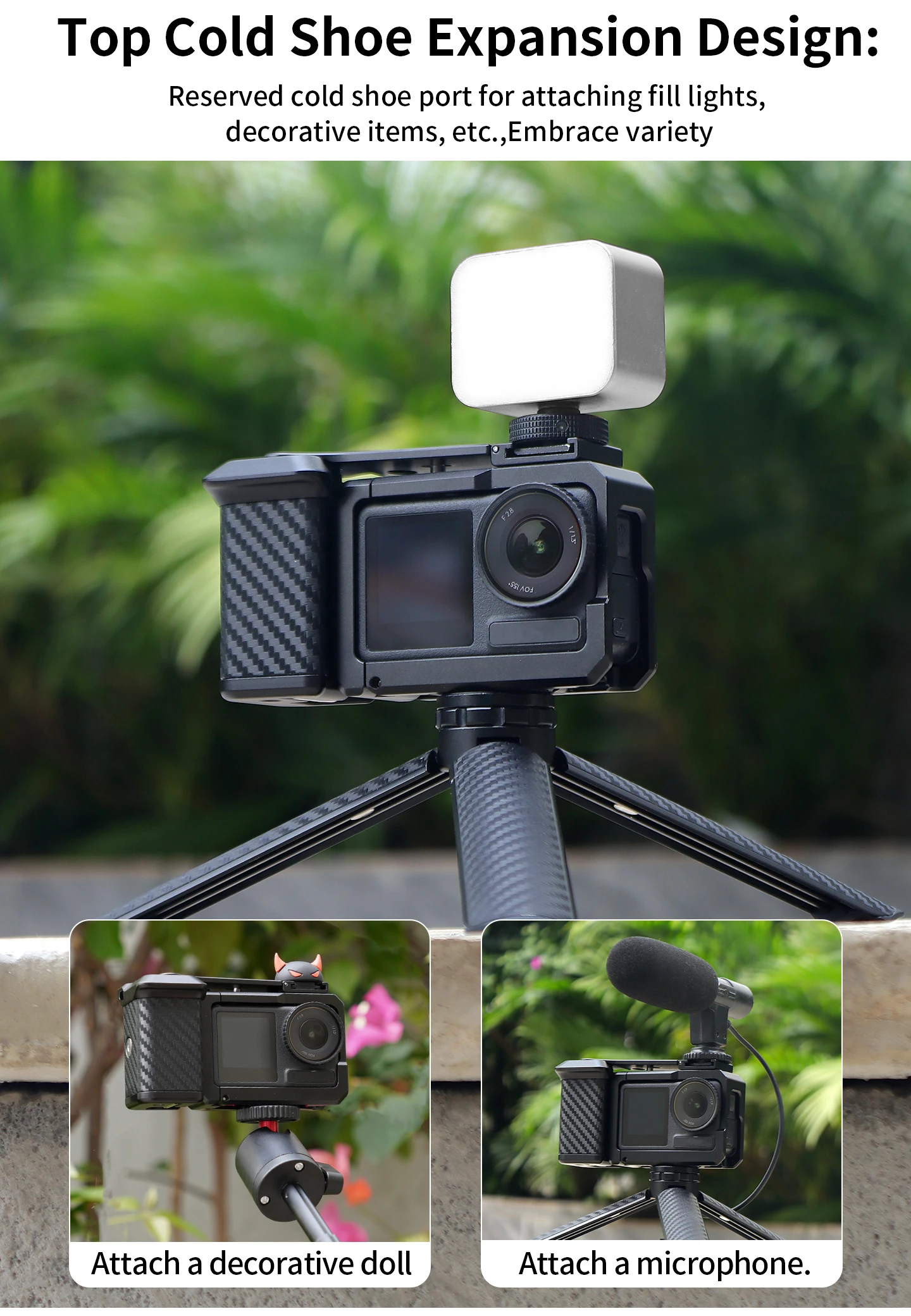 Schnellverschluss-Kamerakäfig-Griff für DJI Action 5 Pro 4 3 Metall-Rutschfester Griff Integrierter Auslöseknopf Straßenfotografie Vlog – Detail 14