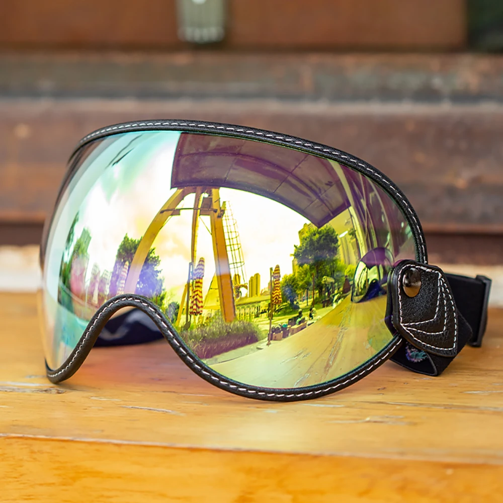 

Vintage Motorcycle Goggles Half Face Helmets Bubble Visor Motorbike Riding Anti-UV Windshield Colorful Open Face Helmet Lens