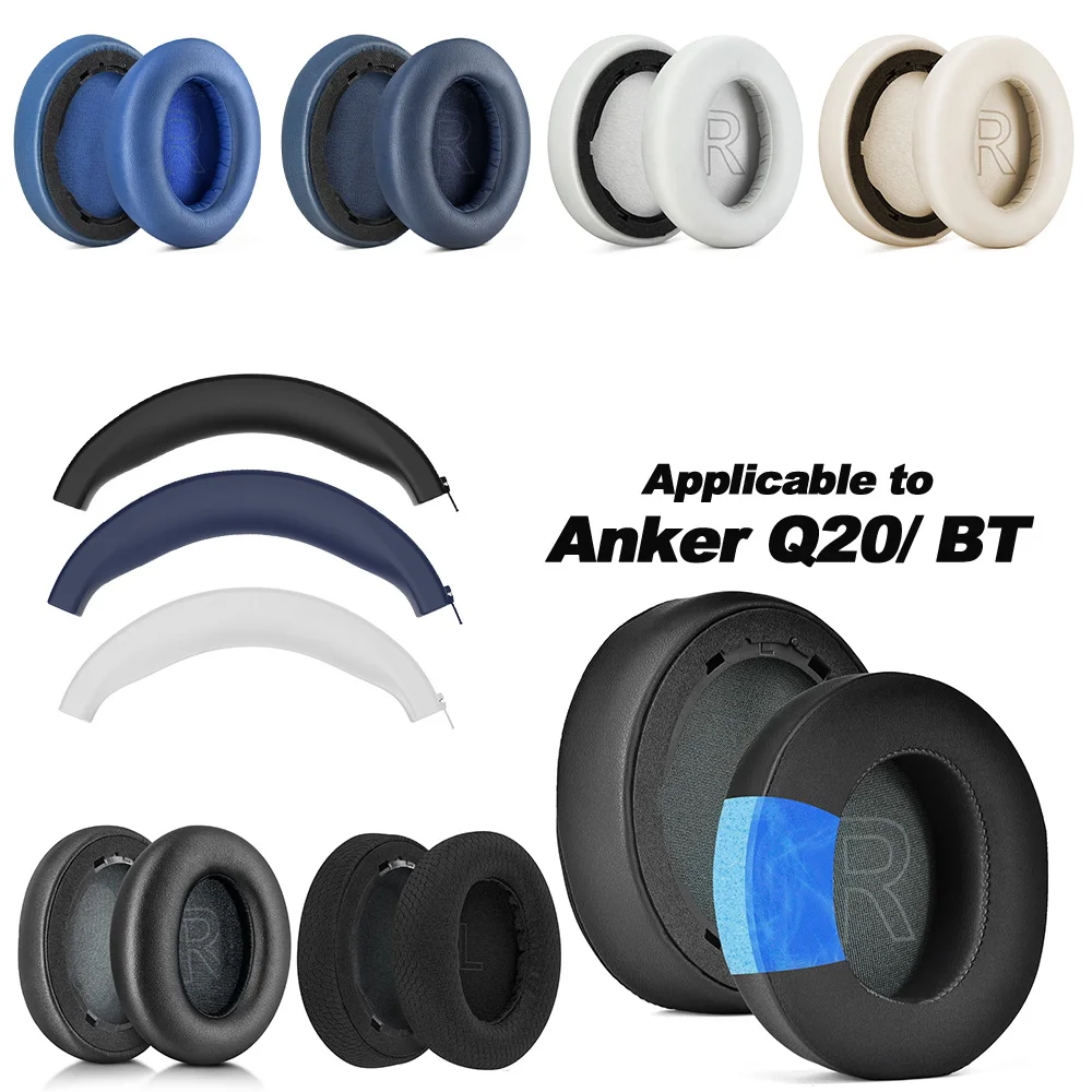 Wkładki do słuchawek Anker Soundcore Life Q20 BT, różowe wymienne nauszniki, nauszniki do słuchawek, siatkowe nakładki z pianki memory, gąbka proteinowa — zdjęcie produktu 2