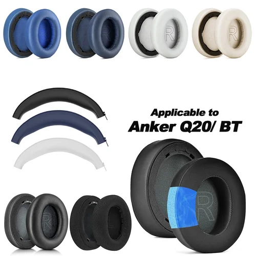 Imagen 2 del producto Almohadillas para auriculares Anker Soundcore Life Q20 BT, almohadillas de repuesto rosas, orejeras, cubiertas de memoria de malla, proteína de esponja