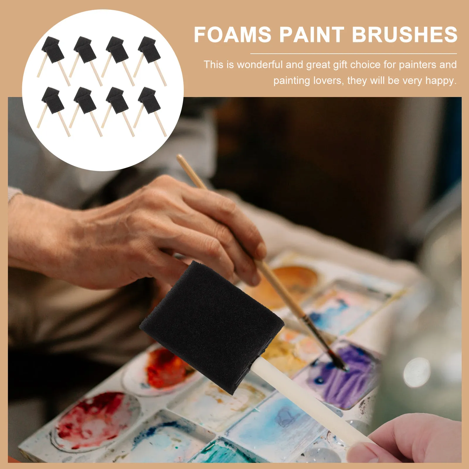 

Набор из 20 губчатых кистей для рисования с деревянными ручками премиум-класса для масляной, акварельной и акриловой живописи, творчества, скетчинга и рисования