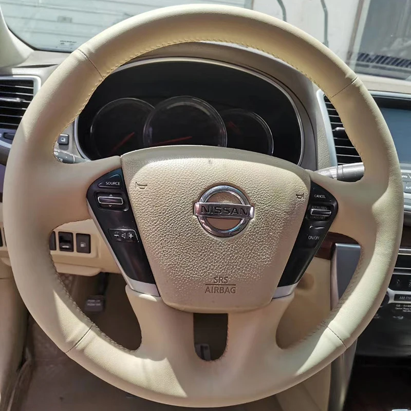 

Non-Slip Black Artificial Leather for Nissan Patrol Y62 2012-2018 Teana J32 Diy Hand Stitched Braid Car Steering Wheel Cover