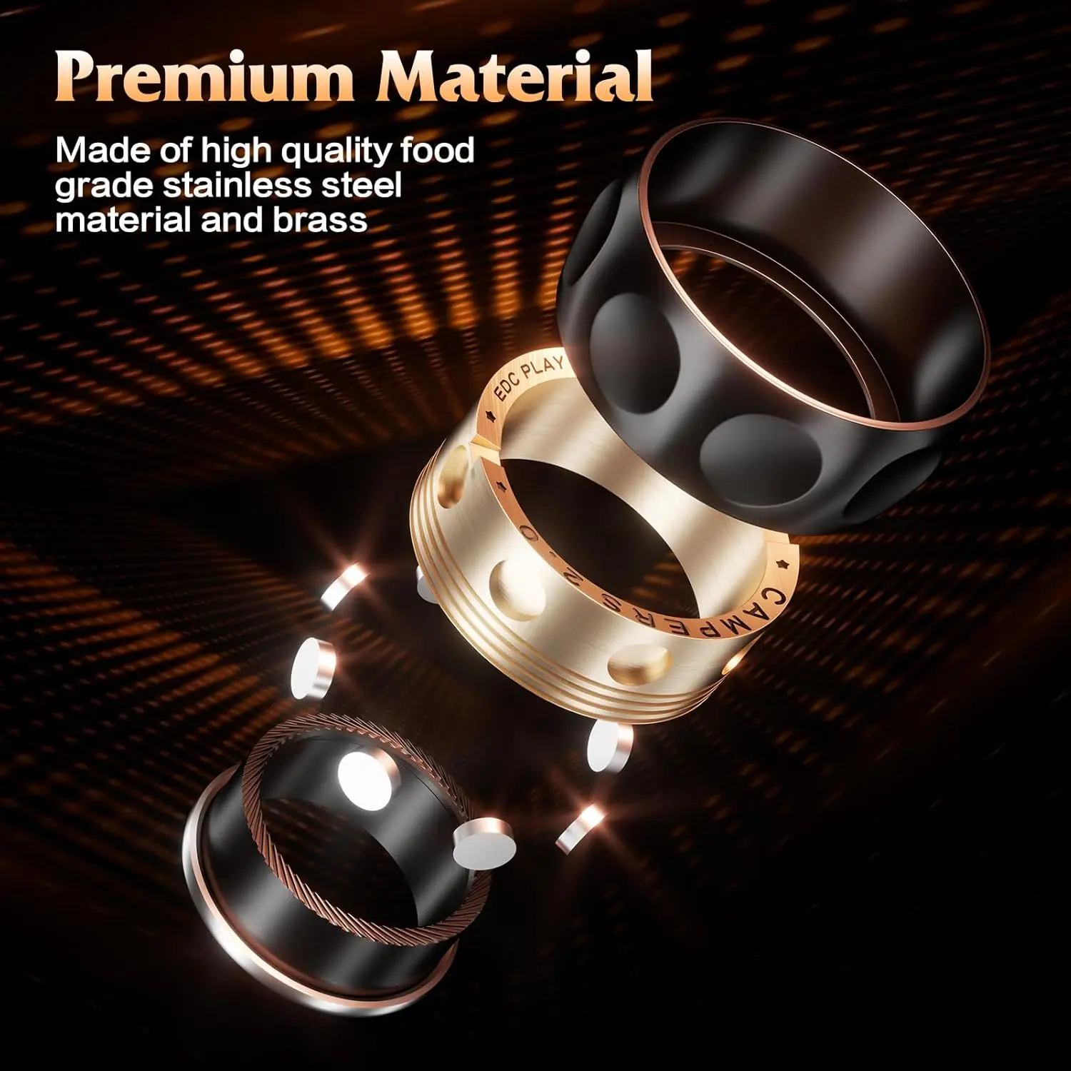 SPYSTAR Magnetischer Fidget-Ratschenring, EDC-Spielzeug, verstellbarer haptischer Ring, Edelstahl, Fingerspitze, Metallreifen, Spielzeug, Stressspinner