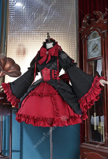 Miccostumes Women's Ram Lolita Cosplay Costume Gothic Black and Red Halloween Lolita Dress Cosplay Costume Dress view 3