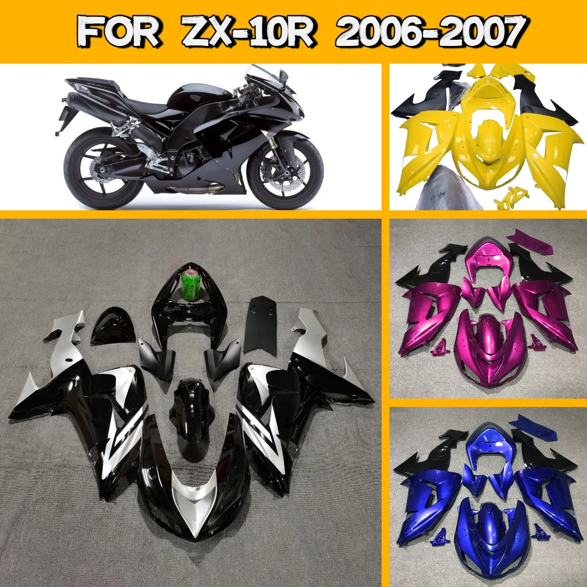 

Motorcycle Fairings for 2006 2007 Kawasaki ZX 10R Accessories ABS Injection Molded Fairing Kit 06 07 ZX10R