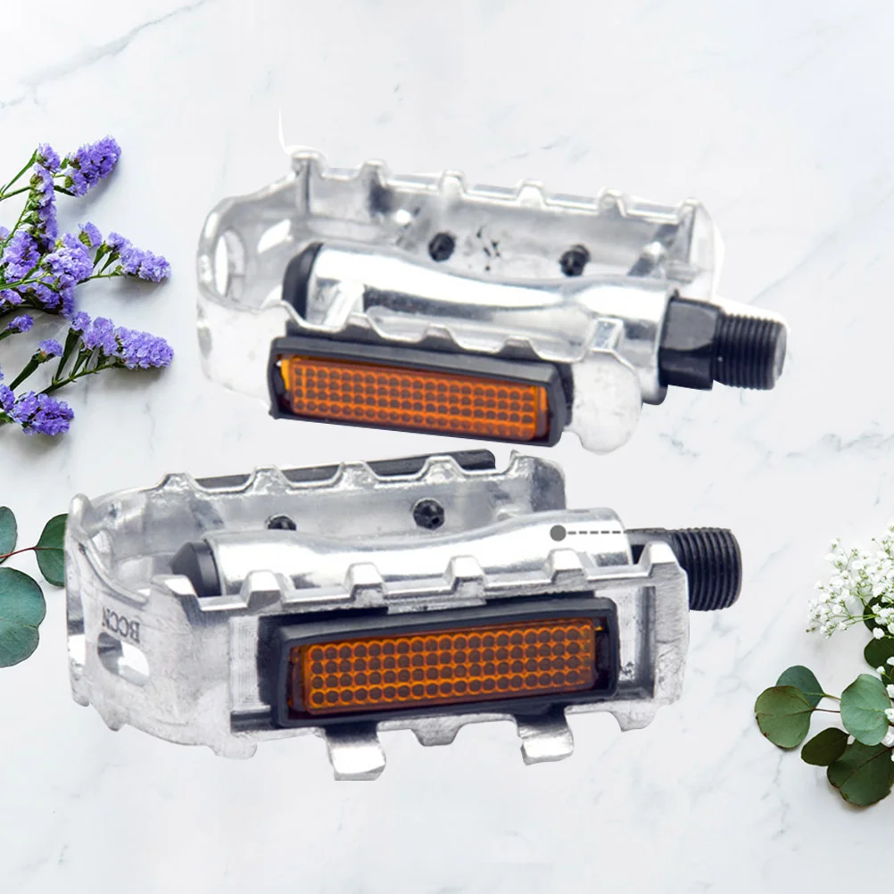 

1 Pair Aluminum Alloy Mountain Bike Pedal Blue Anti-Slip Spikes Reflective Stripe Durable Platform Pedal For Road Fixed Gear