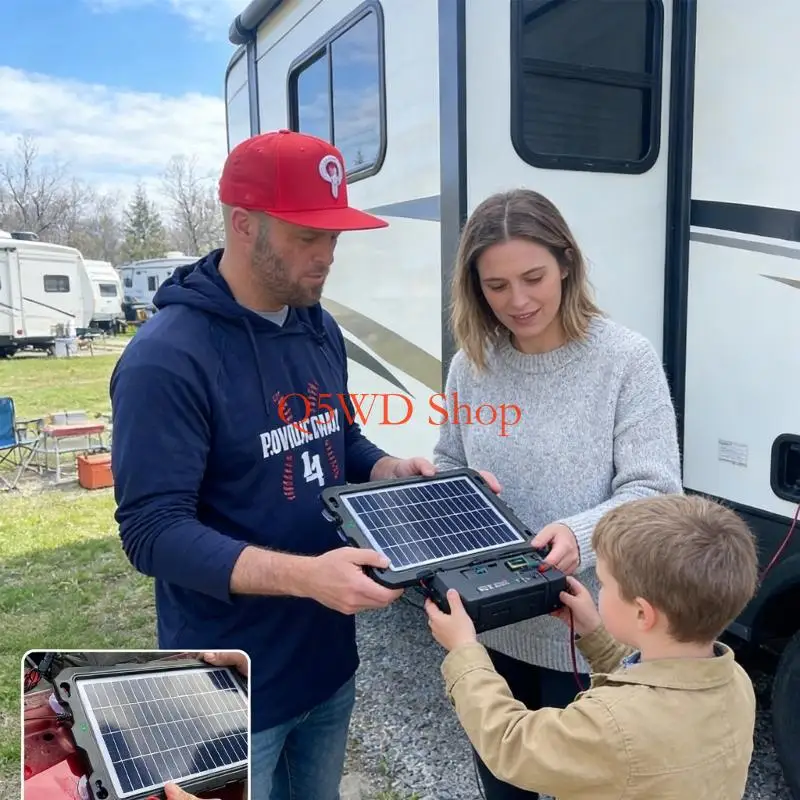 Q5WD Small 8W Sun propelled Unit With Long Cord For Convenient Car Battery Care