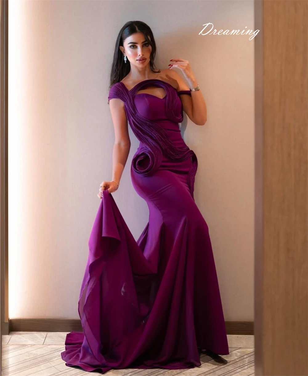 Sukienka wieczorowa na zamówienie, fioletowa, elegancka, bez ramiączek, na cienkich ramiączkach, bez rękawów, wysokiej jakości, w stylu gwiazd.