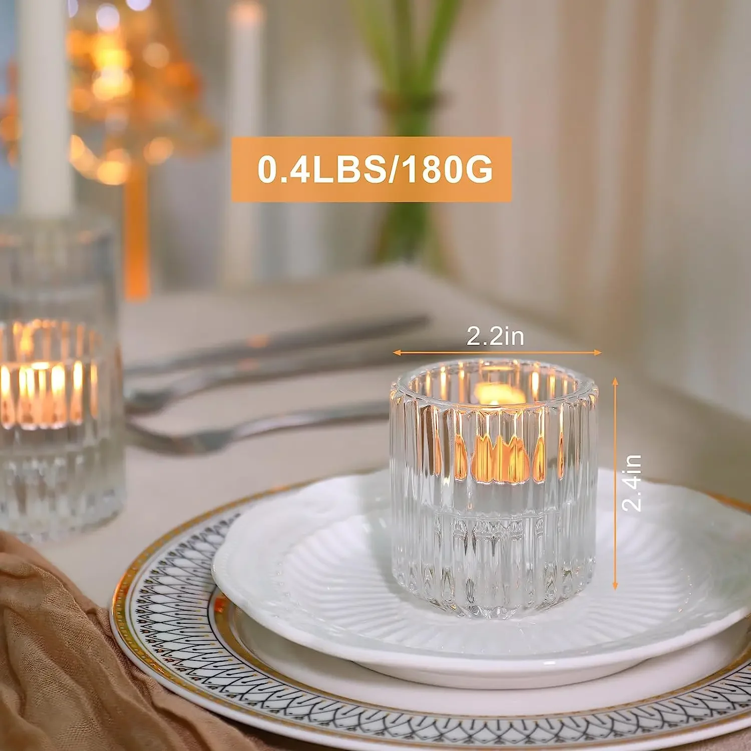 6 Pack Taper Candle Stick Holders Clear Glass Candle Holders for Wedding Festival Party Candlestick Home Table Decoration Access