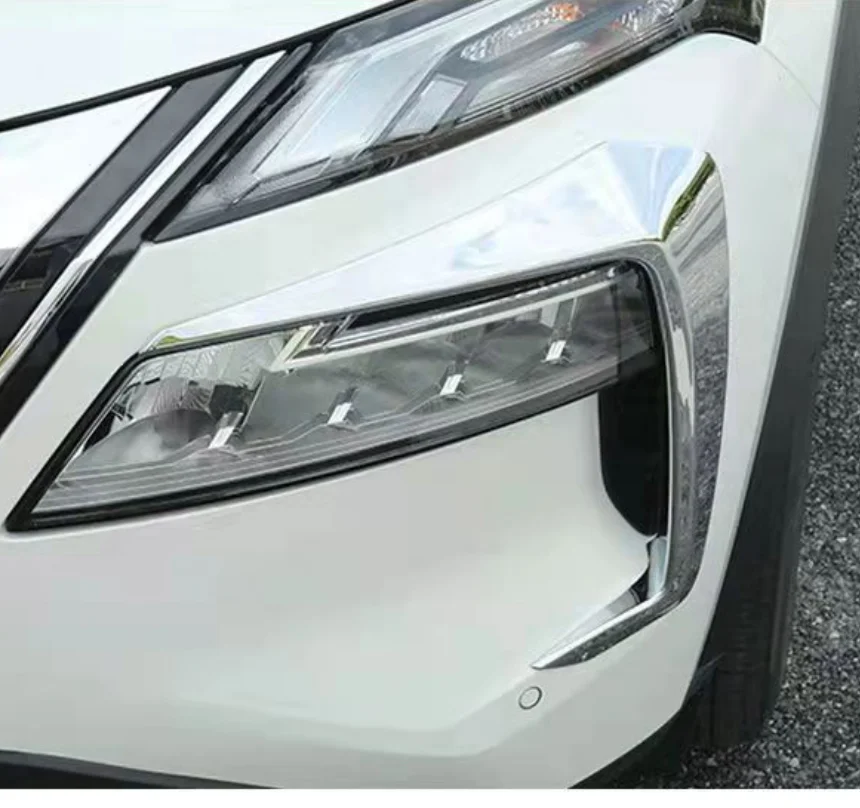 For Nissan X-Trail X Trail T33 2021 2022 Exterior Accessories Carbon Fiber Look Lights Lamps Eyelid Eyebrow Strip Cover Trim