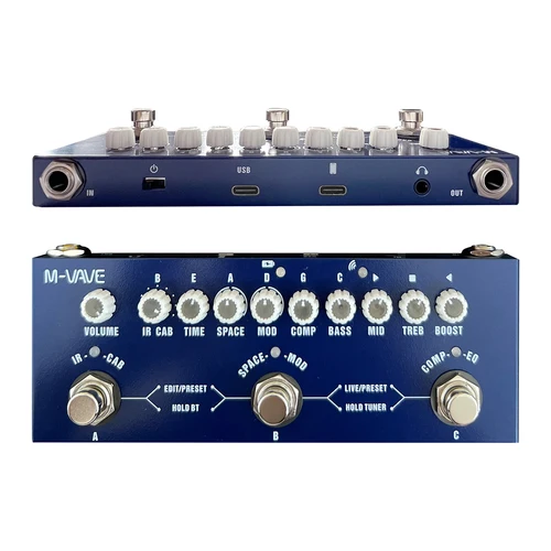 M-VAVE CUBE BABY Pedal de efecto combinado de bajo multifuncional portátil con reproducción de música inalámbrica Grabación de teléfono Audio tipo C