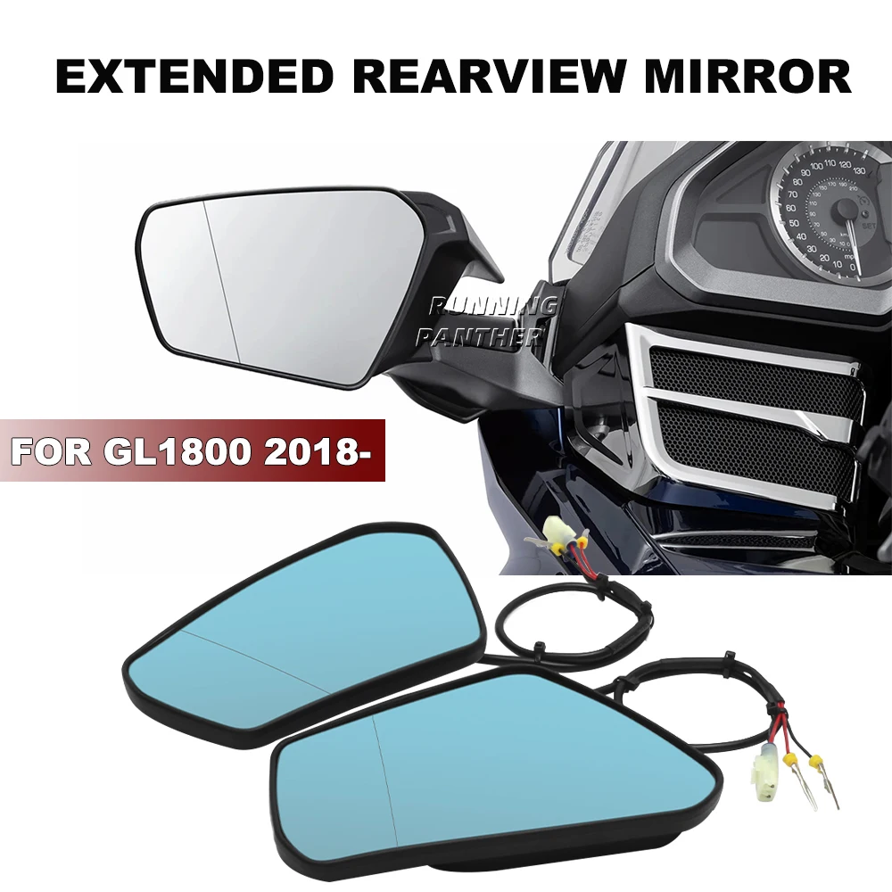 

For Honda Gold Wing Tour DCT Airbag 2018-2025 Motorcycle Extended Convex Mirrors With Sequential Turn Signals rearview mirror