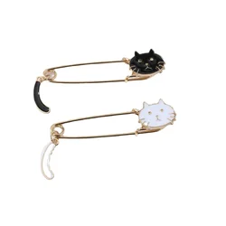 1pcs Cat Metal Badges Safety Pins For Clothes Badges Fashion Brooch Icons On Backpack Decorative 7.1*1.8cm BDG7805