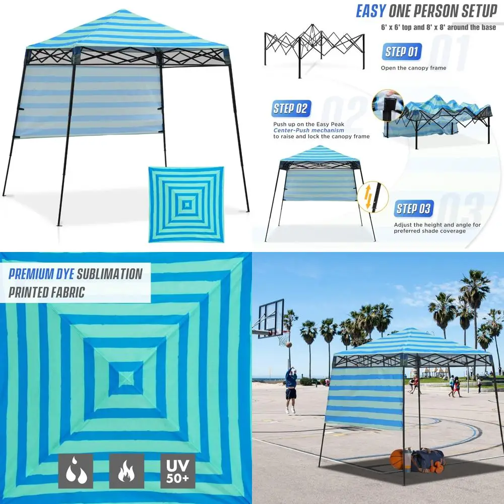 

Portable 8x8 Instant Canopy Tent with Sidewall, Compact Slant Leg Shelter for Beach, Sports, Camping, Outdoor Activities